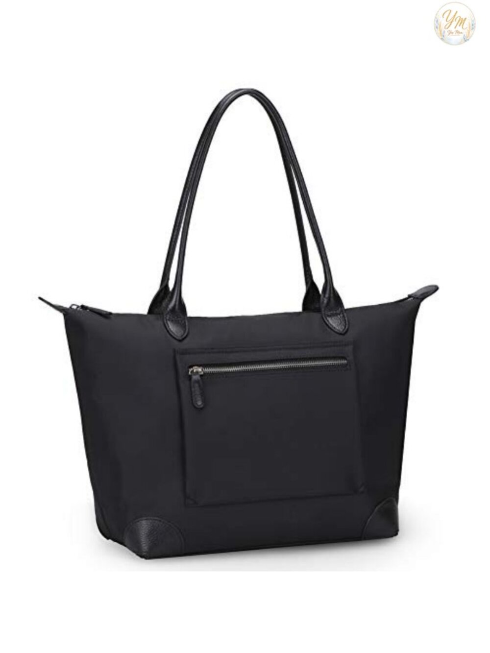 Waterproof Nylon & Cowhide Leather Tote Bag Large Capacity Work Shoulder Purse